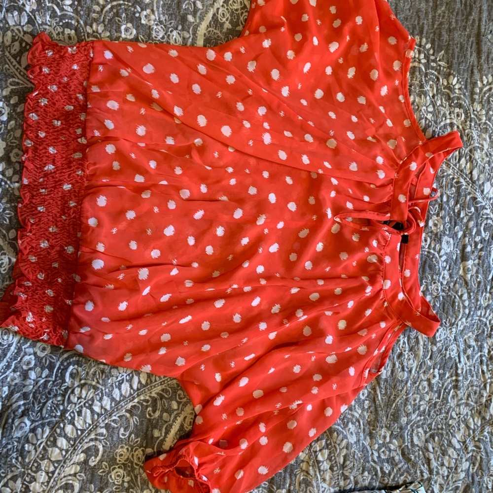Woman polka dot dress shirt